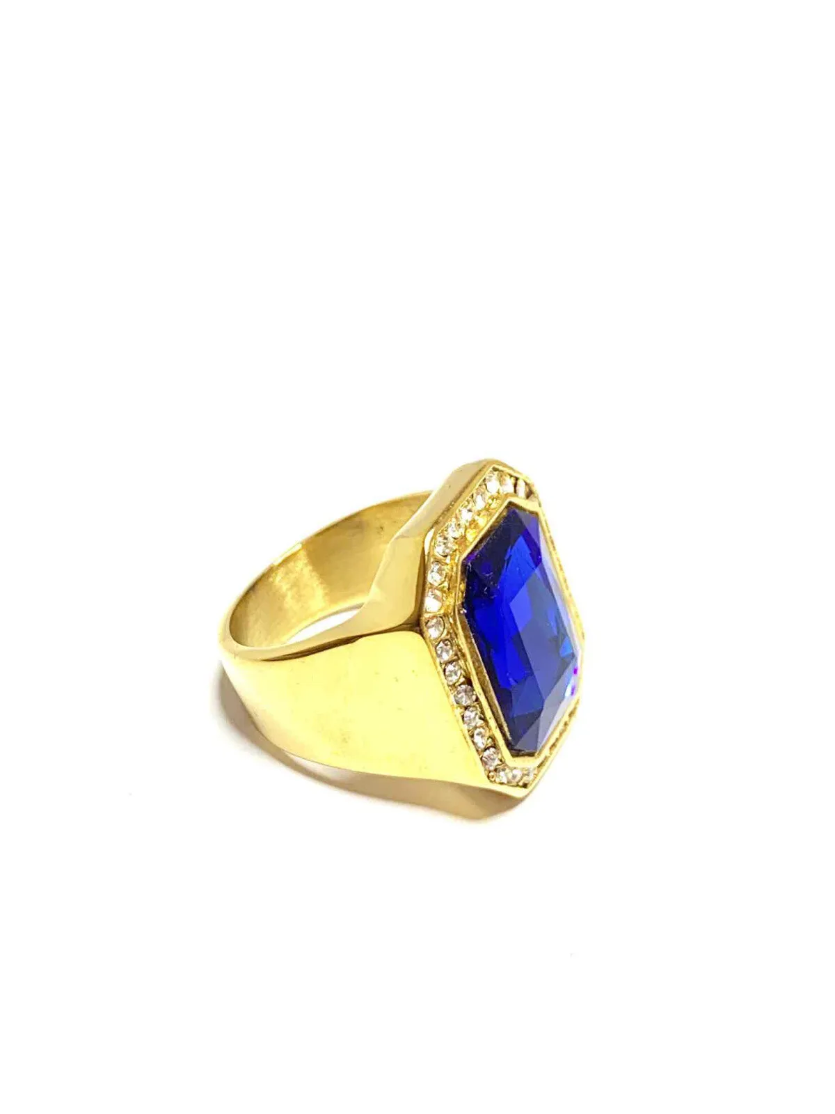 Blue diamond knight steel ring