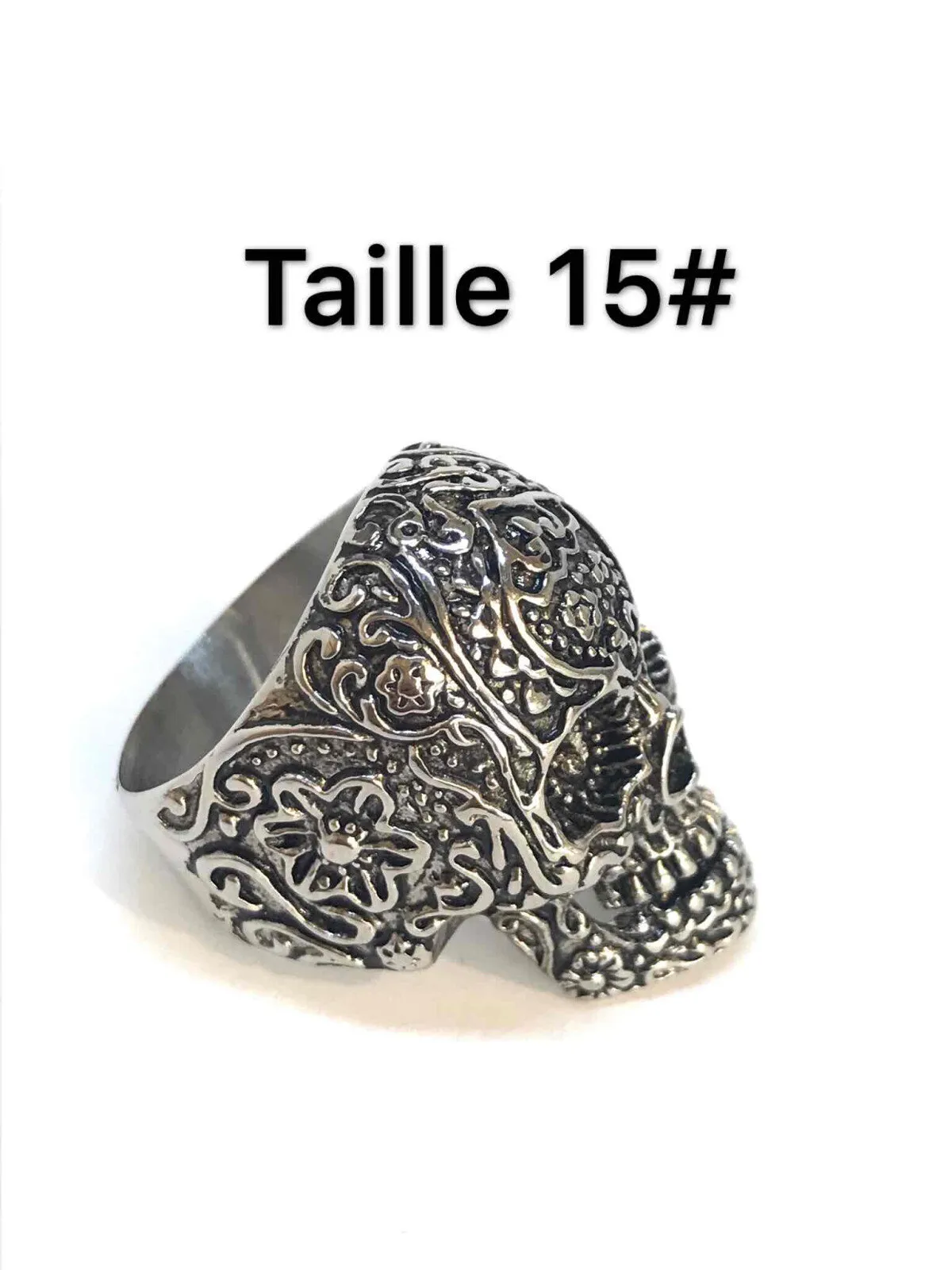Mexican skull steel ring