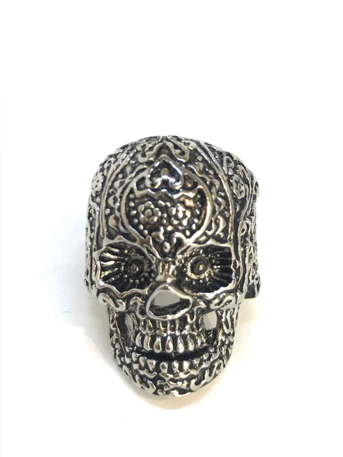 Mexican skull steel ring