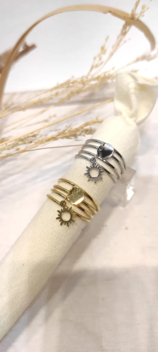 Verstellbarer Sonnen-Charm-Ring aus Edelstahl